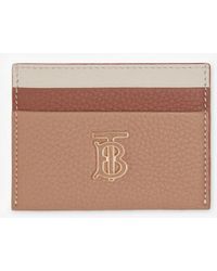 Burberry - Tri-tone Grainy Leather Tb Card Case - Lyst