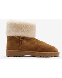 Burberry - Check Shearling Flint Boots - Lyst