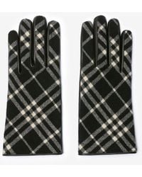 Burberry - Check Wool Cashmere Gloves - Lyst