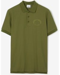 Burberry - Embroidered Oak Leaf Crest Cotton Piqué Polo Shirt - Lyst