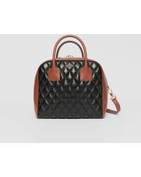 Burberry Medium Cube Quilted Leather Satchel - Black