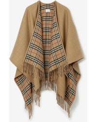 Burberry - Reversible Check Wool Cape - Lyst