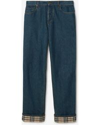 Burberry - Straight Check Turn-Up Jeans - Lyst