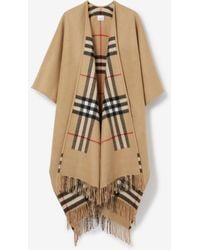 Burberry - Check Wool Cashmere Reversible Cape - Lyst