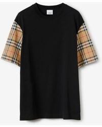 Burberry - Carrick Checked Cotton T-shirt X - Lyst