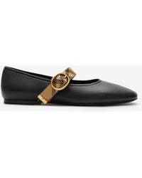 Burberry - Check Strap Leather Robin Ballerinas - Lyst