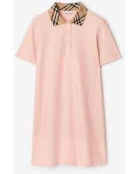 Burberry - Check Collar Cotton Polo Shirt Dress - Lyst