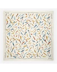 Burberry - Feather Print Silk Scarf - Lyst