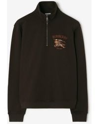 Burberry - Knight Check Cotton Half-Zip Sweatshirt - Lyst