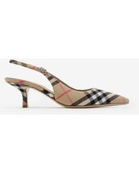 Burberry - Check Dame Slingback Pumps​ - Lyst
