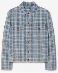 Burberry - Check Denim Jacket - Lyst