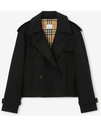 Burberry - Cropped Gabardine Trench Jacket - Lyst