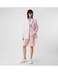 Burberry Pocket Detail Tumbled Wool Tailored Shorts - Pink