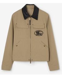Burberry - Leather Collar Cotton Workwear Jacket - Lyst