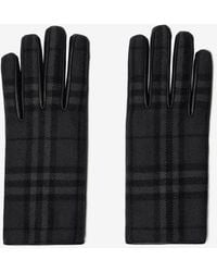 Burberry - Check Wool Gloves - Lyst