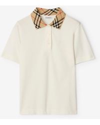 Burberry - Check Collar Cotton Polo Shirt - Lyst