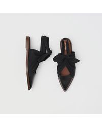 Burberry Scarf Tie Detail Leather Point-toe Mules - Black