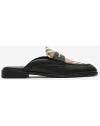 Burberry - Check And Leather Opal Mules - Lyst