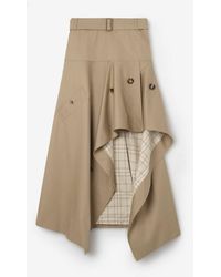 Burberry - Gabardine Asymmetric Trench Skirt - Lyst