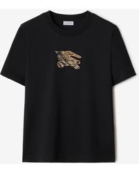 Burberry - Ekd Check Cotton T-Shirt - Lyst