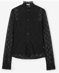 Burberry - Check Lace Blouse - Lyst