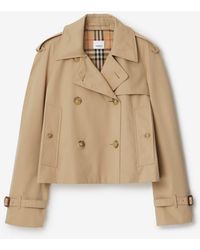 Burberry - Gabardine Cropped Trench Coat - Lyst