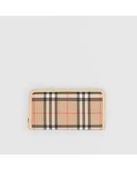 Burberry Portefeuille en toile écologique et cuir Vintage check - Neutre