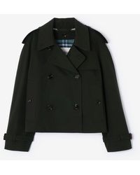 Burberry - Cropped Gabardine Mayfair Trench Jacket With Warmer - Lyst