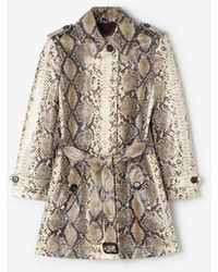 Burberry - Short Python Print Coated Cotton Stonehaven Car Coat - Lyst