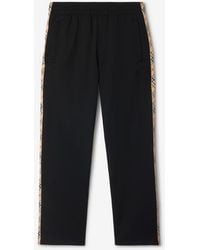 Burberry - Check Trim Cotton Blend Track Pants - Lyst