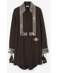 Burberry - Embroidered Silk Shirt Dress - Lyst
