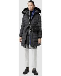 Burberry Detachable Shearling Trim Down-filled Puffer Coat - Grey