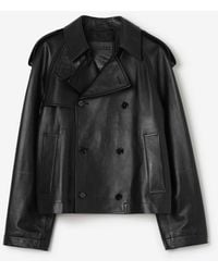 Burberry - Cropped Leather Leadenham Trench Coat - Lyst