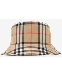 Burberry - Check Cotton Bucket Hat - Lyst