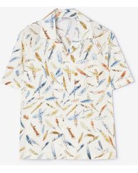 Burberry - Relaxed Fit Feather Print Cotton Shirt - Lyst