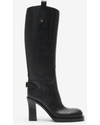 Burberry - Leather Cavalier Heel Boots - Lyst