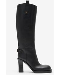 Burberry - Leather Cavalier Heel Boots - Lyst