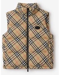 Burberry - Check Puffer Gilet - Lyst
