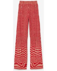 Burberry - Warped Houndstooth Wool Blend Trousers - Lyst