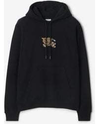 Burberry - Ekd Check Cotton Hoodie - Lyst