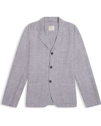 Burrows and Hare Houndstooth Linen Blazer - Grey