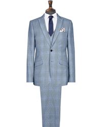Burton Blue Tailored Fit Prince Of Wales Large Check Suit Jacket
