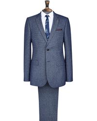 Burton Blue Texture Slim Fit Suit Jacket