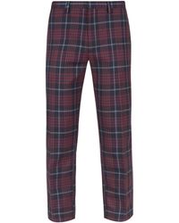 Burton Big And Tall Red Skinny Tartan Check Trousers