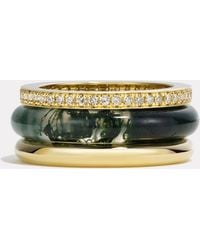 BY PARIAH - Slim Classic Ring Stack Moss Agate - Lyst
