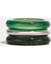 BY PARIAH - Stone Trilogy Stack Chalcedony & Moss Agate - Lyst