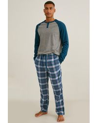 en slaapmode voor Pyjamas Heren Kleding voor voor Nacht C&A Pyjama in het Blauw voor heren 