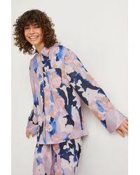 C&A Parte de arriba de pijama de raso-estampada - Azul
