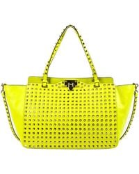 Valentino Tricolored Rockstud Soft Leather Bag in Yellow (multi yellow ...