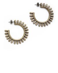 Women S Giles Brother Earrings Giles Brother Hammered Sunburst Hoop Earrings Lyst
